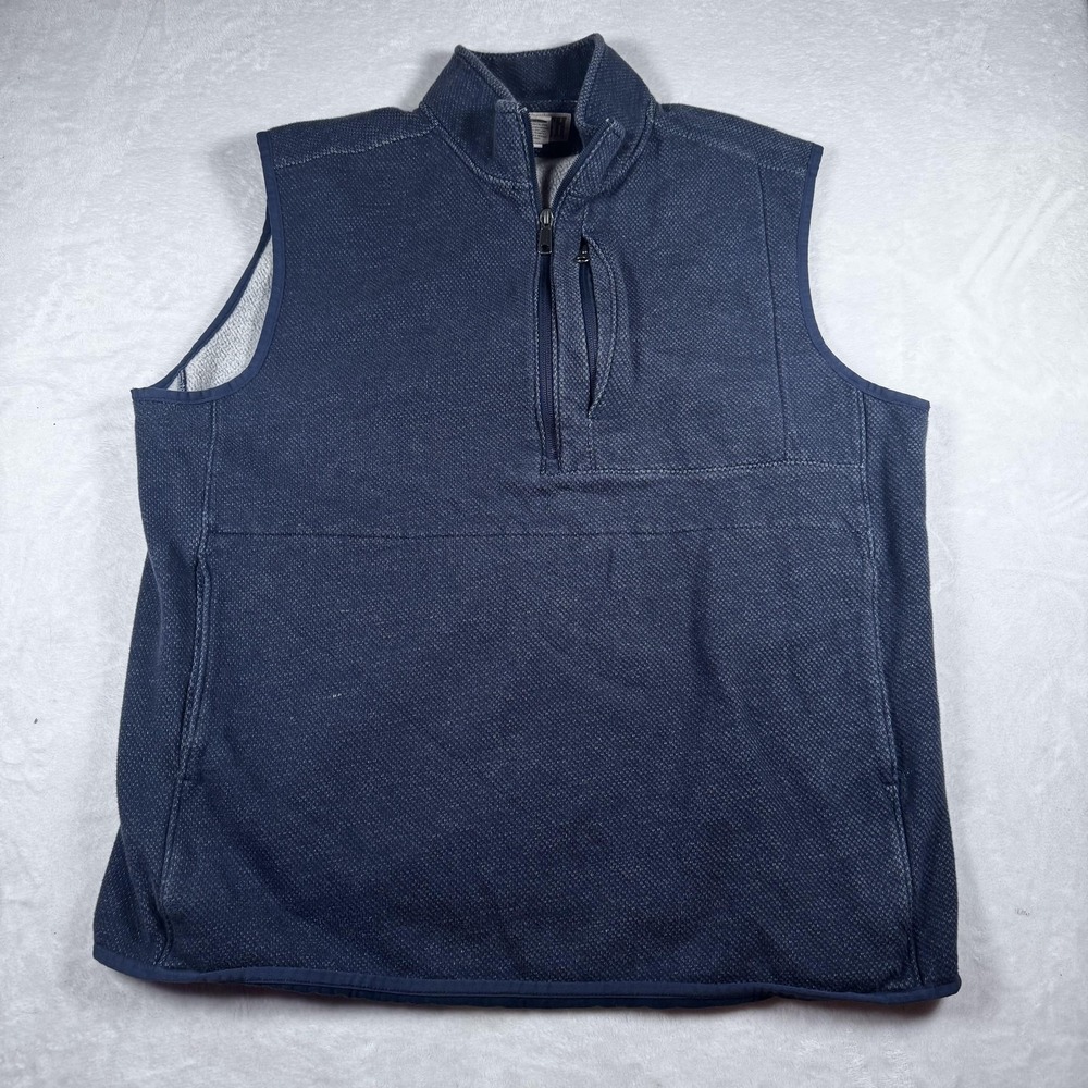 Duluth Trading‎ Co Vest Mens Large Blue Fleece Lined 1/4 Zip Quilted Pullover